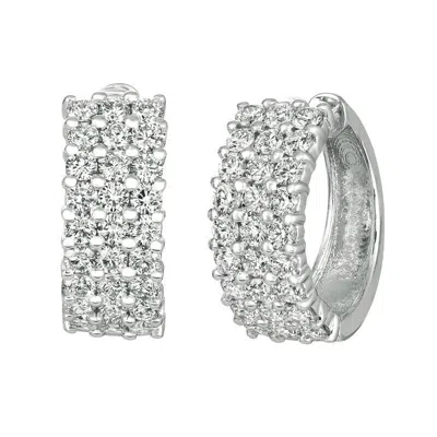 Pre-owned Morris & David 3.00 Carat Natural Diamond Hoop Earrings G Si 14k White Gold