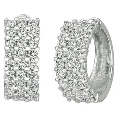 Pre-owned Morris & David 3.00 Carat Natural Diamond Hoop Earrings G Si 14k White Gold