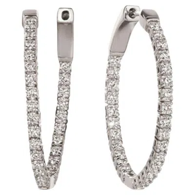 Pre-owned Morris & David 3.00 Carat Natural Diamond Hoop Flexible Earrings G Si 14k White Gold