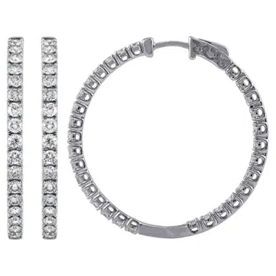 Pre-owned Morris & David 3.00 Carat Natural Diamond In And Out Hoop Earrings G Si 14k White Gold