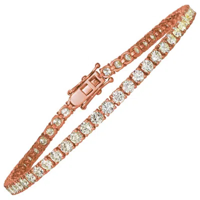 Pre-owned Morris & David 3.00 Carat Natural Diamond Tennis Bracelet G Si 14 Karat Rose Gold In Red