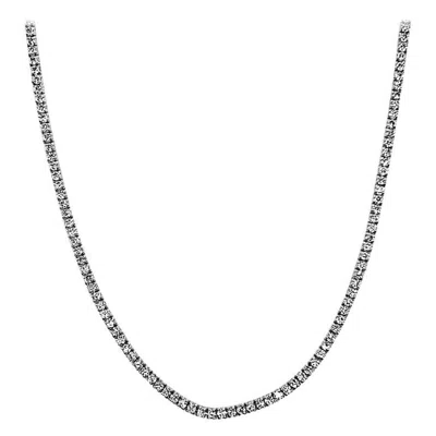 Pre-owned Morris & David 3.00 Carat Natural Diamond Tennis Necklace G Si 14 Karat White Gold