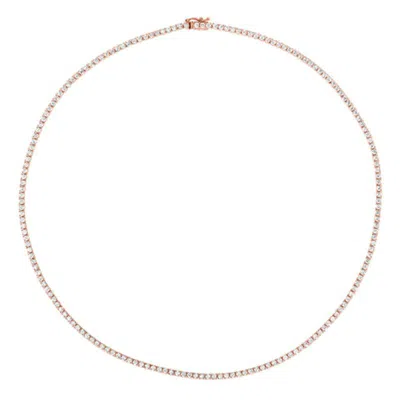 Pre-owned Morris & David 3.00 Carat Natural Diamond Tennis Necklace G Si 14k Rose Gold In Red