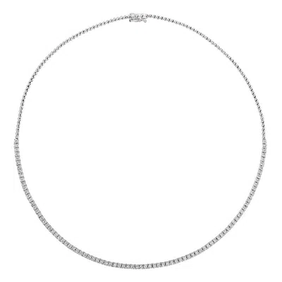 Pre-owned Morris & David 3.00 Carat Natural Diamond Tennis Necklace G-h Si 14k White Gold