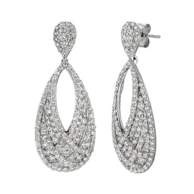 Pre-owned Morris & David 3.11 Carat Natural Diamond Drop Earrings G Si 14k White Gold