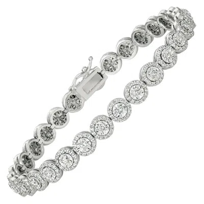 Pre-owned Morris & David 3.75 Carat Natural Diamond Bracelet G Si 14k White Gold