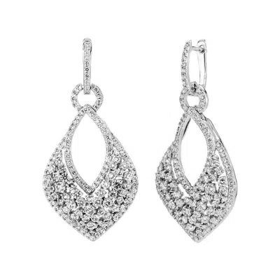Pre-owned Morris & David 3.75 Carat Natural Diamond Drop Earrings G Si 14k White Gold