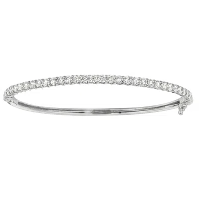 Pre-owned Morris & David 4.00 Carat Natural Diamond Bangle G Si 14 Karat White Gold 34 Stones