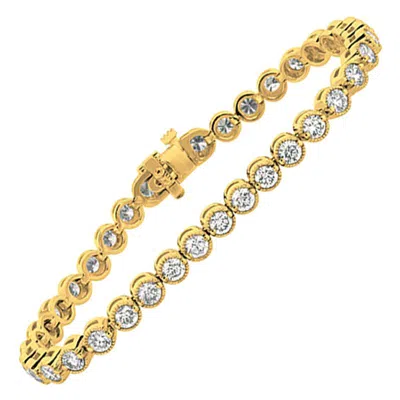 Pre-owned Morris & David 4.00 Carat Natural Diamond Bracelet G Si 14 Karat Yellow Gold