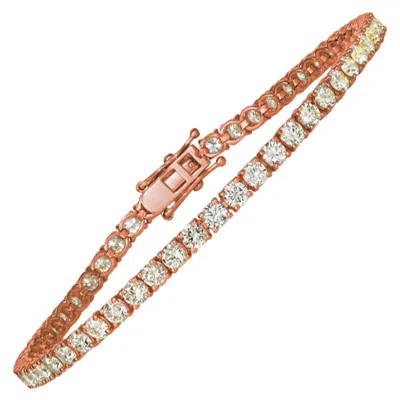 Pre-owned Morris & David 4.00 Carat Natural Diamond Tennis Bracelet G Si 14 Karat Rose Gold 62 Stones In Red