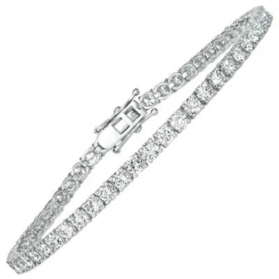 Pre-owned Morris & David 4.00 Carat Natural Diamond Tennis Bracelet G Si 14 Karat White Gold 62 Stones