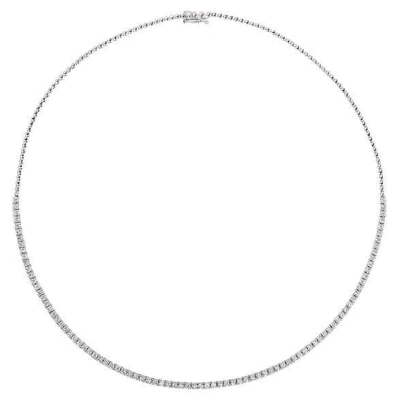 Pre-owned Morris & David 4.00 Carat Natural Diamond Tennis Necklace G-h Si 14k White Gold