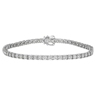 Pre-owned Morris & David 4.00 Ct Natural Diamond Illusion Set Tennis Bracelet G Si 14k White Gold 7''