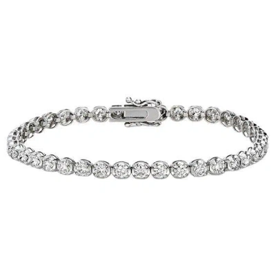 Pre-owned Morris & David 4.08 Carat Natural Diamond Buttercup Bracelet G-h Si 14k White Gold 7''