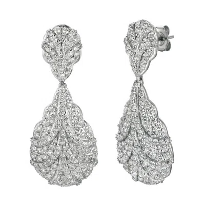 Pre-owned Morris & David 4.10 Carat Natural Diamond Drop Earrings G Si 14k White Gold