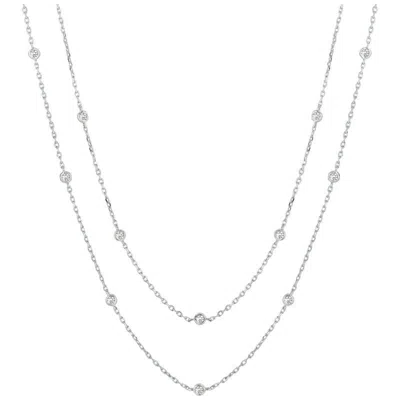 Pre-owned Morris & David 4.30 Carat Diamond By The Yard Necklace G Si 14 Karat White Gold 15 Pointers