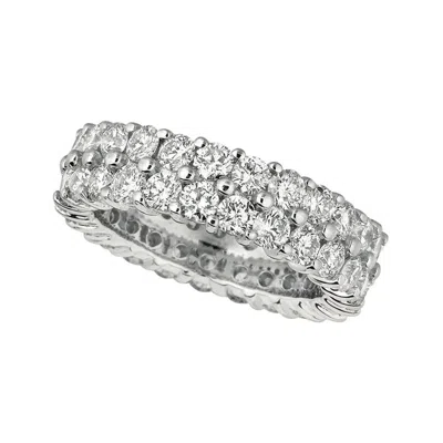 Pre-owned Morris & David 4.30 Carat Natural 2 Row Diamond Eternity Ring Band G Si 18k White Gold