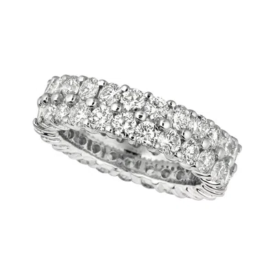Pre-owned Morris & David 4.30 Carat Natural 2-row Diamond Eternity Ring Band G Si 18 Karat White Gold