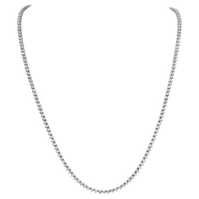 Pre-owned Morris & David 4.50 Carat Natural 3 Prong Diamond Tennis Necklace 14k White Gold