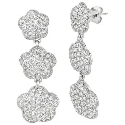 Pre-owned Morris & David 5.00 Carat Natural Diamond Drop Earrings G Si 14 Karat White Gold