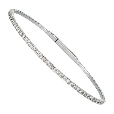 Pre-owned Morris & David 5.00 Carat Natural Diamond Flexible Bangle Bracelet G-h Si 14 Karat White Gold