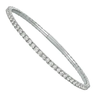 Pre-owned Morris & David 5.00 Carat Natural Diamond Flexible Bangle Bracelet G-h Si 14k White Gold