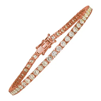 Pre-owned Morris & David 5.00 Carat Natural Diamond Tennis Bracelet G Si 14 Karat Rose Gold In Red