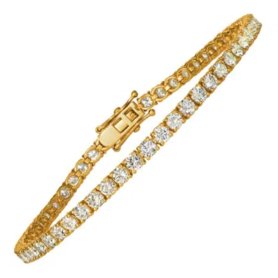 Pre-owned Morris & David 5.00 Carat Natural Diamond Tennis Bracelet G Si 14 Karat Yellow Gold