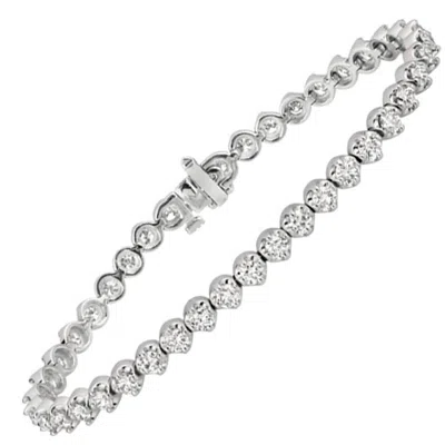 Pre-owned Morris & David 5.05 Carat Natural Diamond Bracelet G Si 14 Karat White Gold