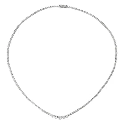 Pre-owned Morris & David 5.25 Carat Natural Diamond Tennis Necklace G Si 14 Karat White Gold