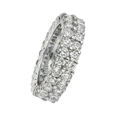 Pre-owned Morris & David 5.81 Carat Natural 2-row Diamond Eternity Ring Band G Si 18 Karat White Gold