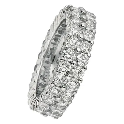 Pre-owned Morris & David 5.81 Carat Natural 2-row Diamond Eternity Ring Band G Si 18 Karat White Gold
