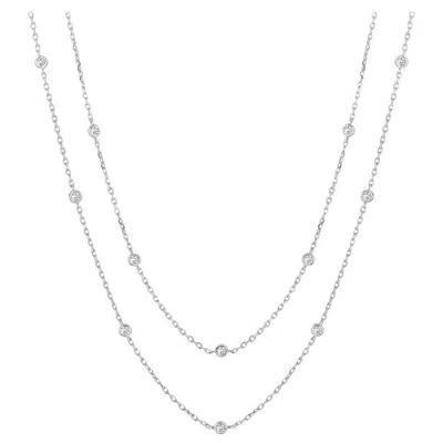 Pre-owned Morris & David 6.00 Carat Diamond By The Yard Necklace 14 Karat White Gold 30 Stations