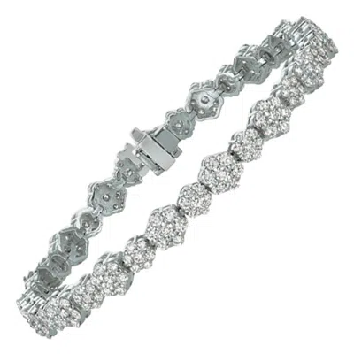 Pre-owned Morris & David 6.00 Carat Natural Diamond Bracelet G Si 14 Karat White Gold