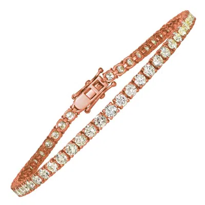 Pre-owned Morris & David 6.00 Carat Natural Diamond Tennis Bracelet G Si 14 Karat Rose Gold In Red