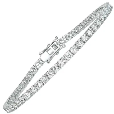 Pre-owned Morris & David 6.00 Carat Natural Diamond Tennis Bracelet G Si 14 Karat White Gold