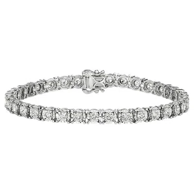 Pre-owned Morris & David 6.00 Ct Natural Diamond Illusion Set Tennis Bracelet G Si 14k White Gold 7''