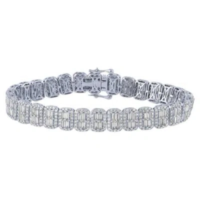 Pre-owned Morris & David 6.06 Carat Natural Diamond Bracelet F-g Vs-si 14k White Gold 7''