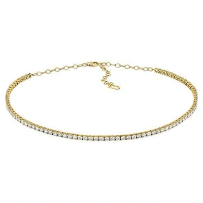 Pre-owned Morris & David 6.50 Carat Natural Diamond Choker Necklace G-h Si 14k Yellow Gold