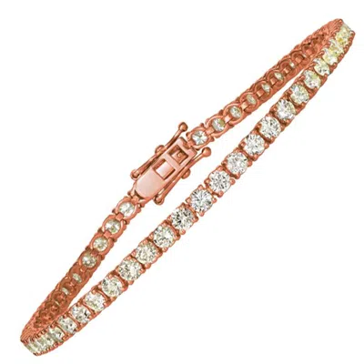Pre-owned Morris & David 7.00 Carat Natural Diamond Tennis Bracelet G Si 14 Karat Rose Gold In Red