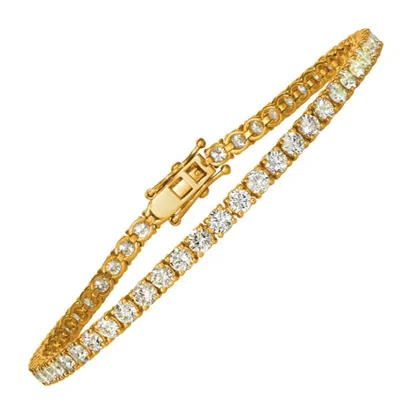 Pre-owned Morris & David 7.00 Carat Natural Diamond Tennis Bracelet G Si 14 Karat Yellow Gold