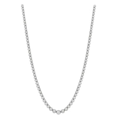 Pre-owned Morris & David 7.05 Carat Natural Diamond Necklace 14 Karat White Gold G-h Si 21 Grams