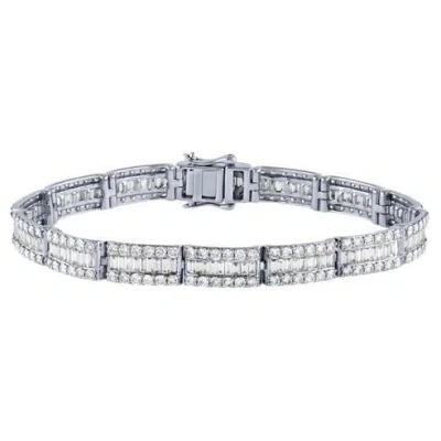 Pre-owned Morris & David 7.10 Carat Natural Diamond Bracelet F-g Vs-si 14k White Gold 7''
