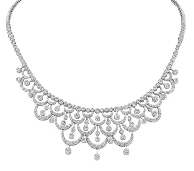 Pre-owned Morris & David 7.55 Ct Natural Diamond Necklace By Designer Si 14k White Gold