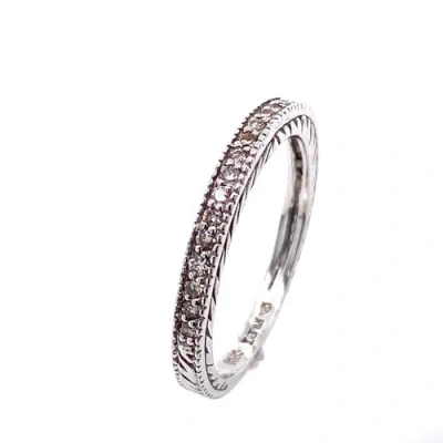 Pre-owned Morris & David Ijm 14k White Gold Milgrain Edge Diamond Ring Thin Stack Band