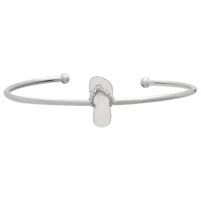 Pre-owned Morris & David Natural Diamond Flip Flop Bangle Bracelet G-h Si 14 Karat White Gold
