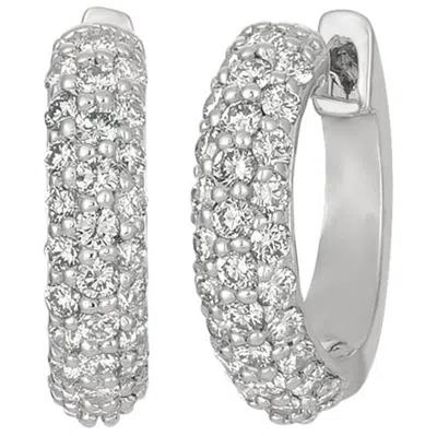 Pre-owned Morris & David Natural Diamond Hinged Hoop Earrings G Si 14 Karat White Gold