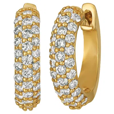 Pre-owned Morris & David Natural Diamond Hinged Hoop Earrings G Si 14 Karat Yellow Gold