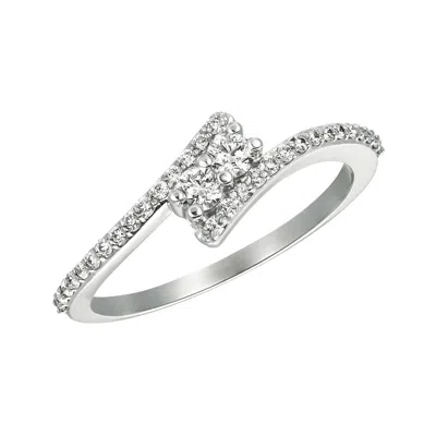 Pre-owned Morris & David Natural Diamond Love Ring G Si 14 Karat White Gold