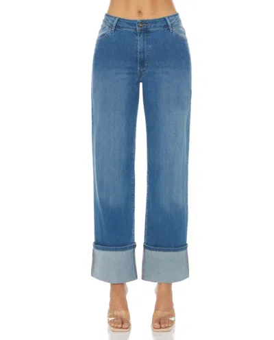 Morrison Denim Cuffed Wide Leg Jeans In Retro Wash In Blue